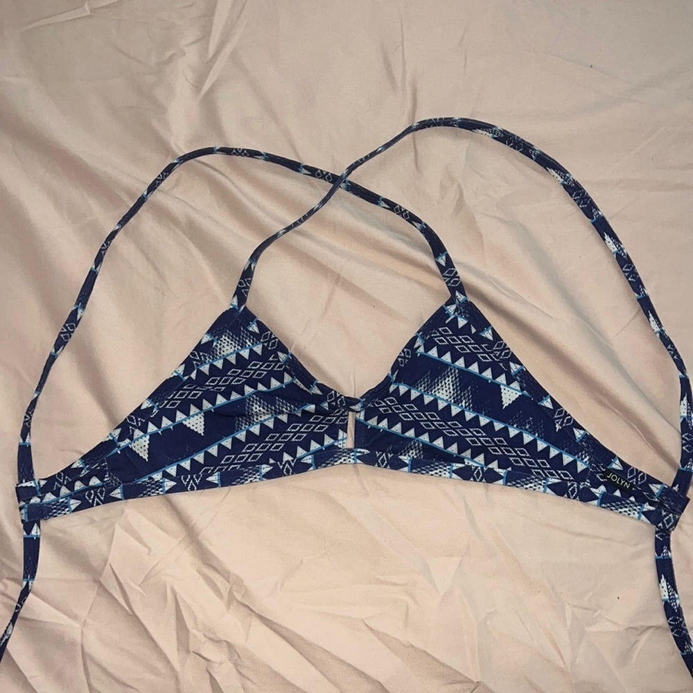Navy Blue Geometric Bikini Top